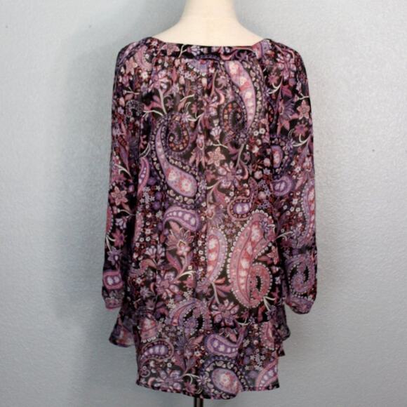APT 9 Pink/Purple Paisley Sheer Blouse Size XL - Picture 6 of 9
